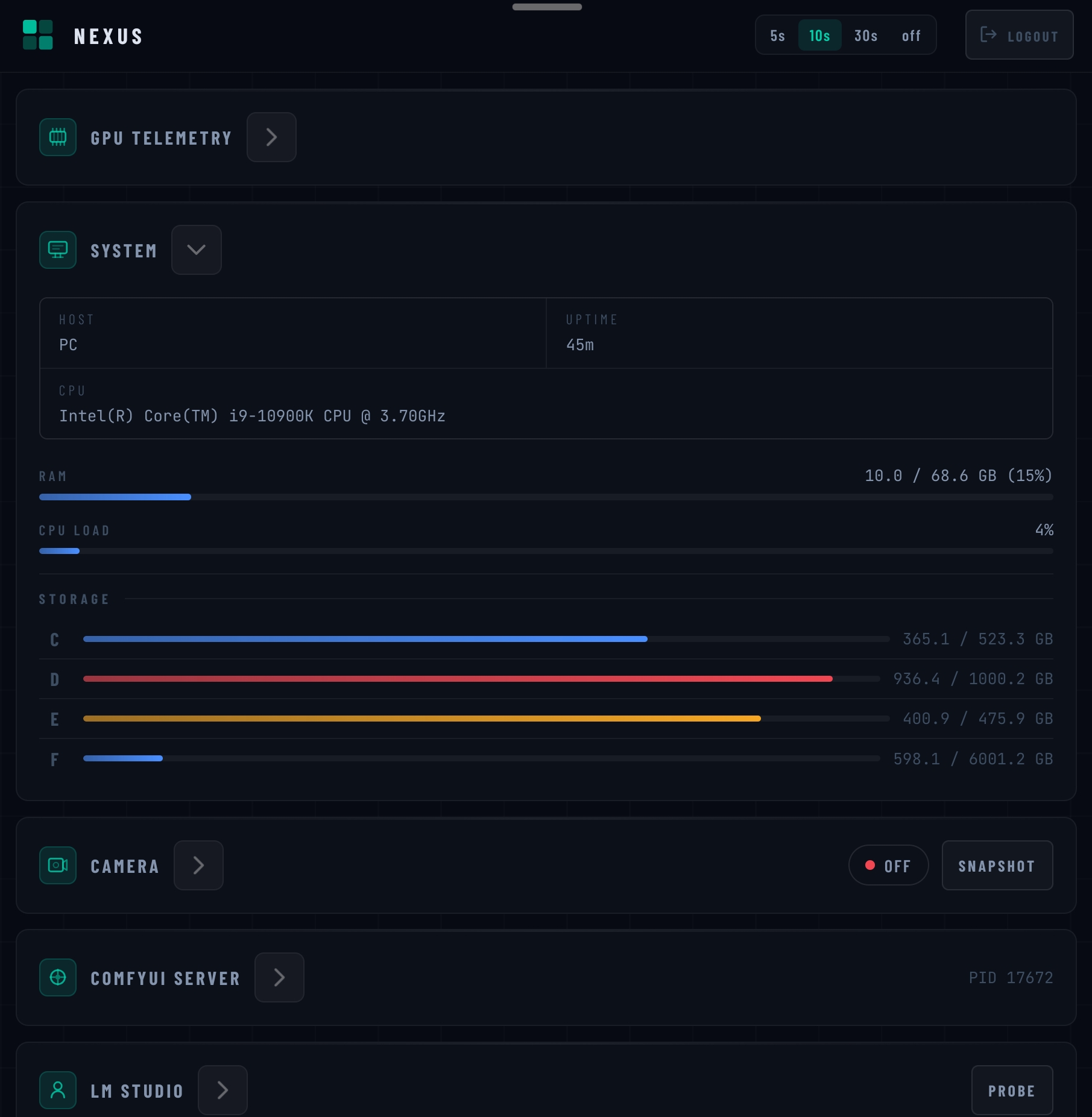 Nexus Monitor dashboard
